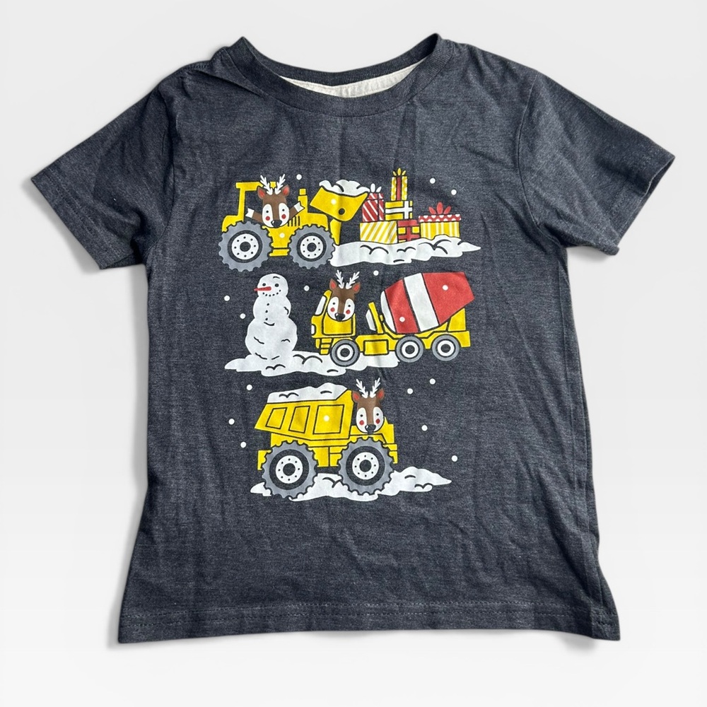 5 for‎ $25🔥Instant Message Christmas Construction Truck Print T-Shirt Boys 4T